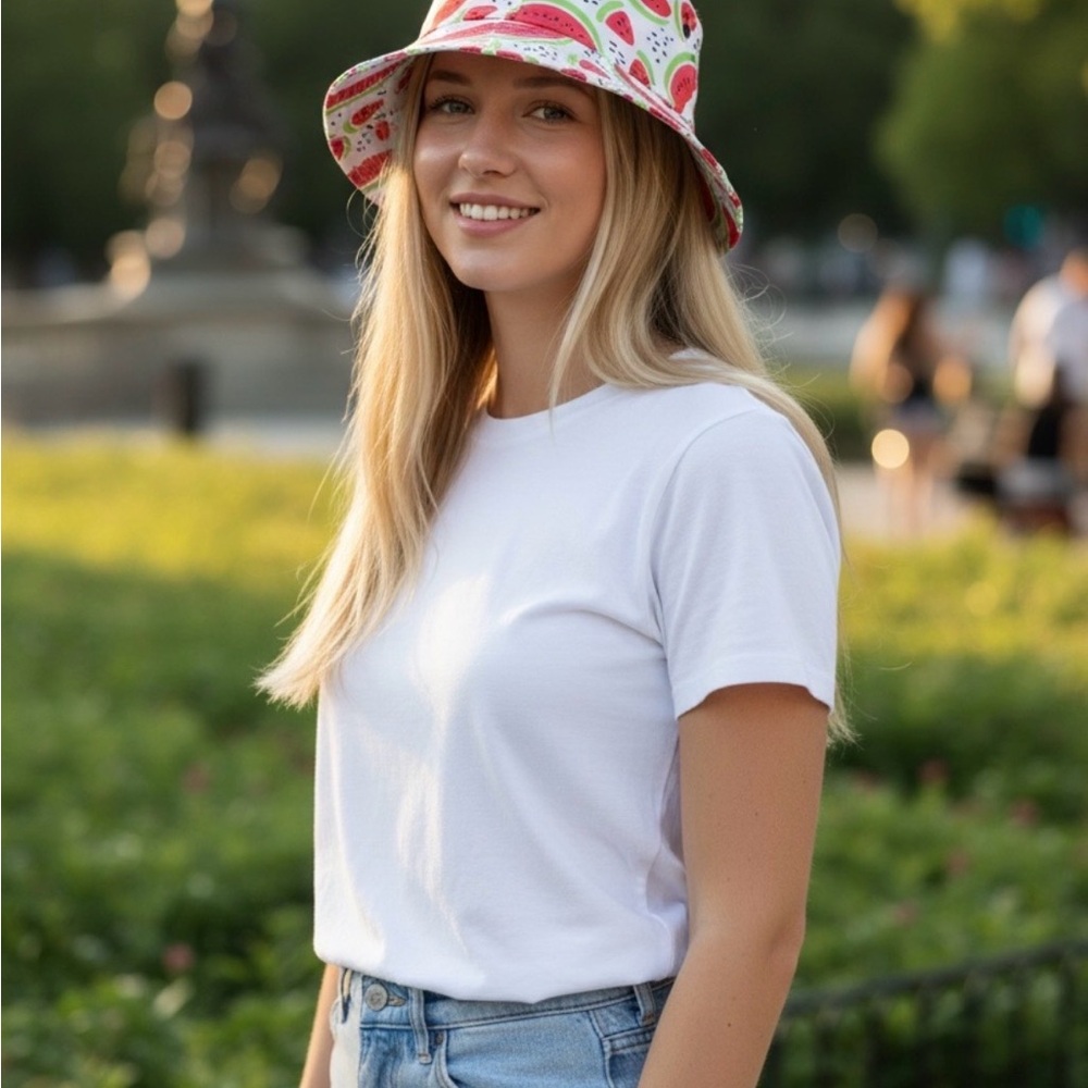 Pink Watermelon Print Bucket Hat for Women